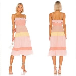Lovers + Friends Revolve Acer Maxi Dress Pastel XS Tiered Color Block Lined